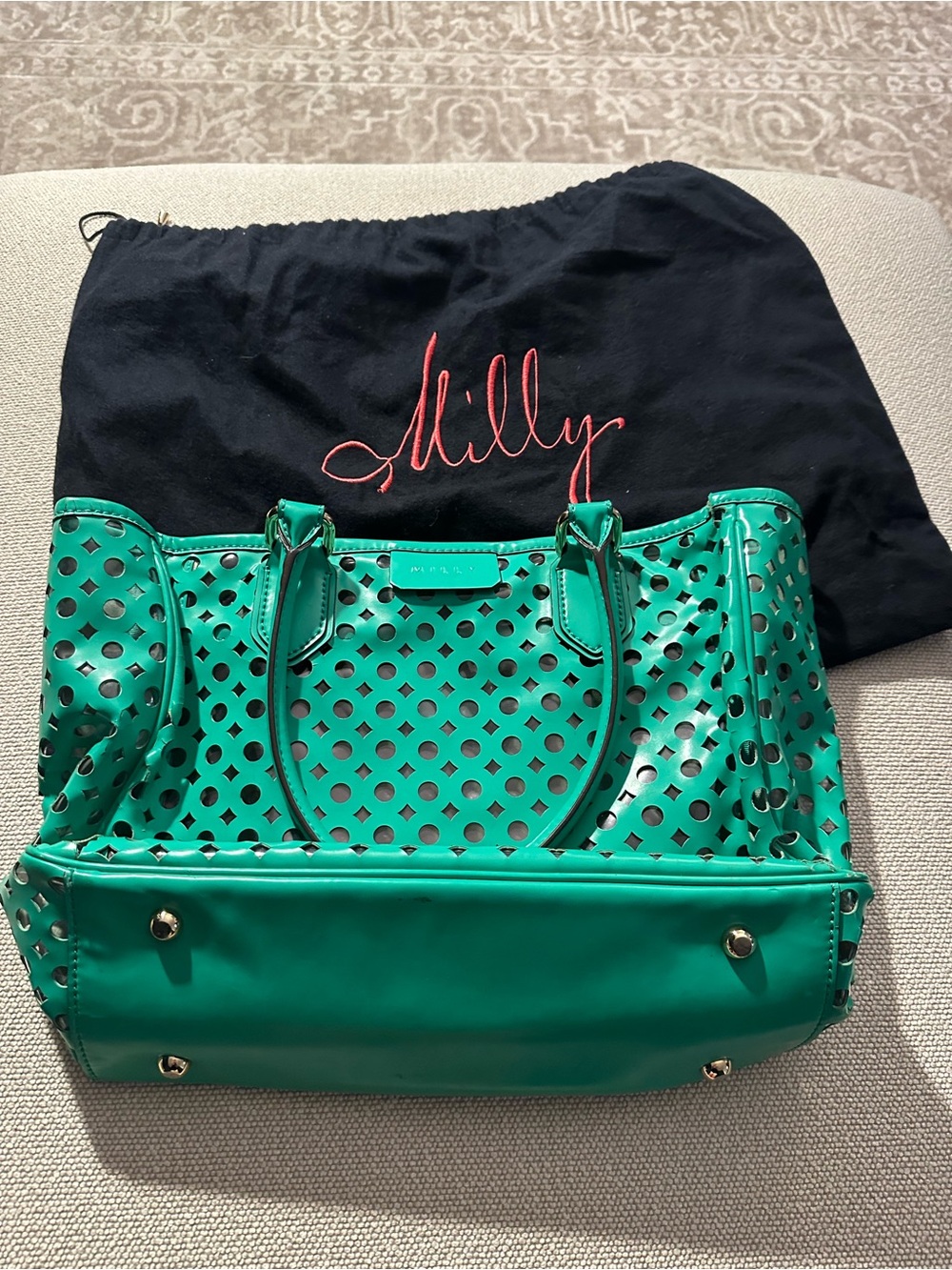 Milly Emerald Green Laser-Cut Tote